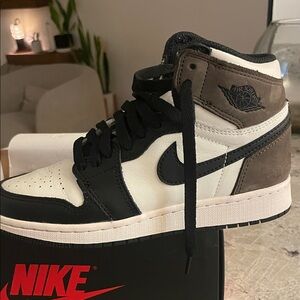 Nike Air Jordan 1 Mid — Black, White & Brown